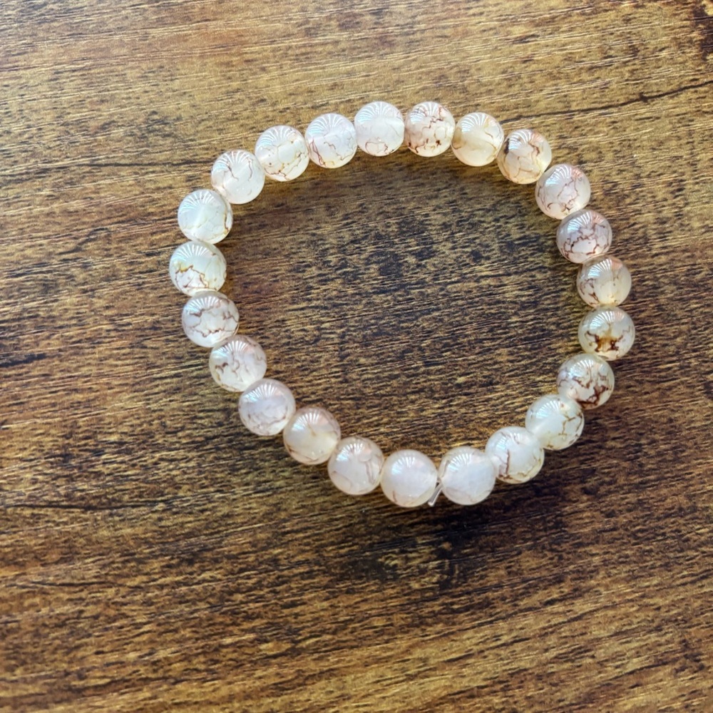 NWT Handmade Glass Stone Beaded Bracelet 8mm
